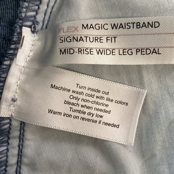 Lane Bryant Mid-Rise Wide Leg Pedal Distressed Jean Short Signature Fit Stretchy - Picture 8 of 14